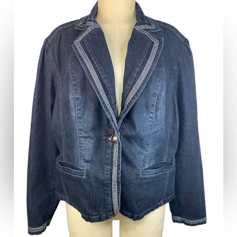 Cato Woman Blue Denim Blazer Jacket Women’s Size 18/20 W
